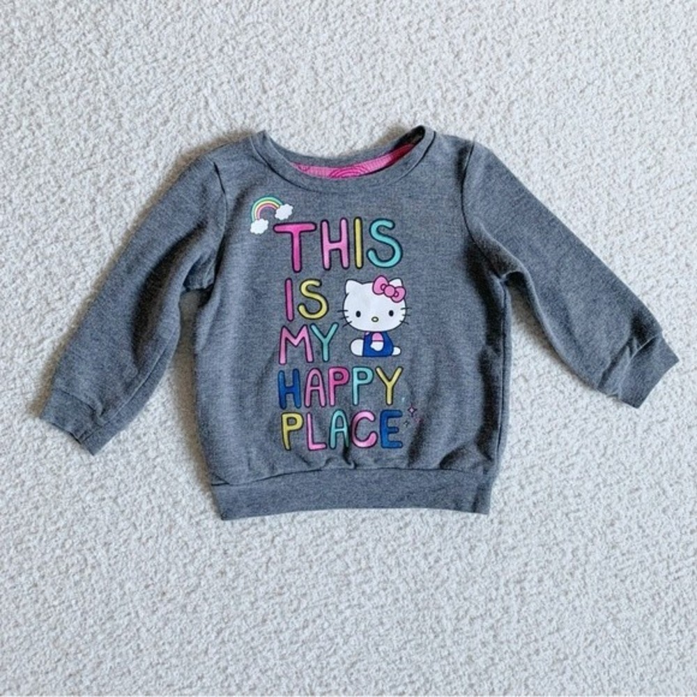 Hello Kitty Girls Grey Sweatshirt 2T This Is My Happy Place Sanrio Rainbow